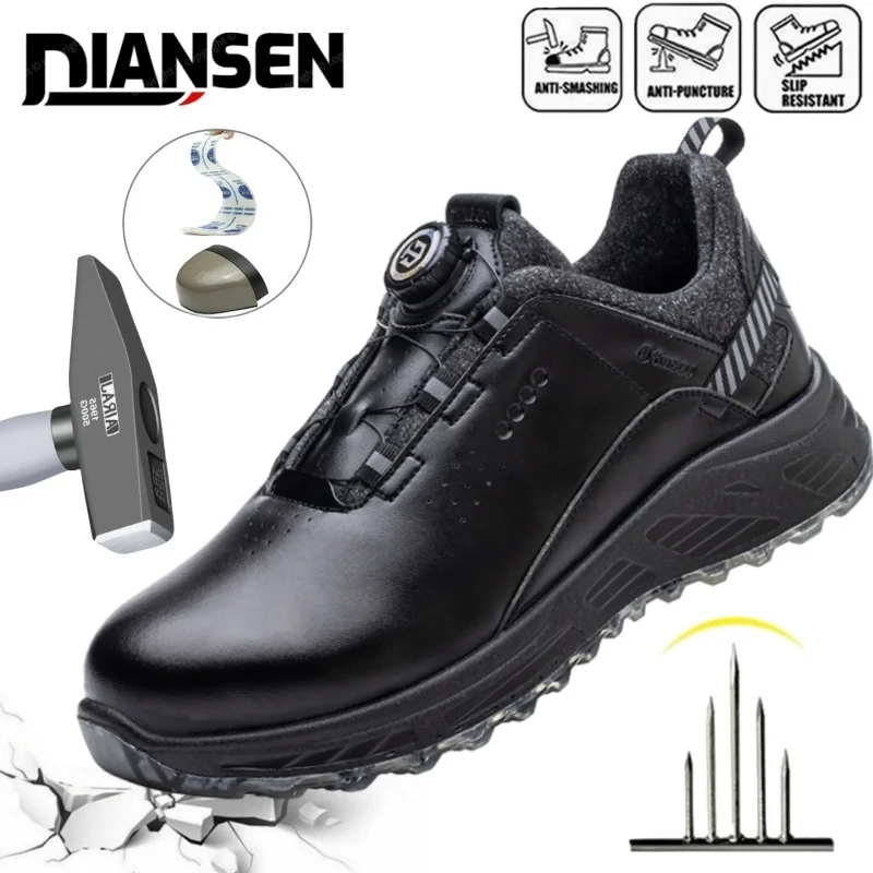 

Men's Steel Head Safety Shoes Puncture And Smash Resistant Lightweight Sole Breathable Upper for Outdoor Waterproof Work Shoes