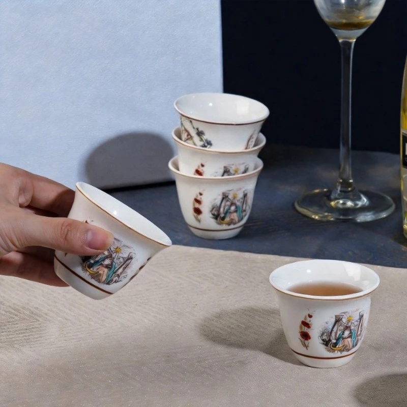 Bone China 6-Piece Turkish Espresso Cup Set 60ML Retro Small Cup Vintage