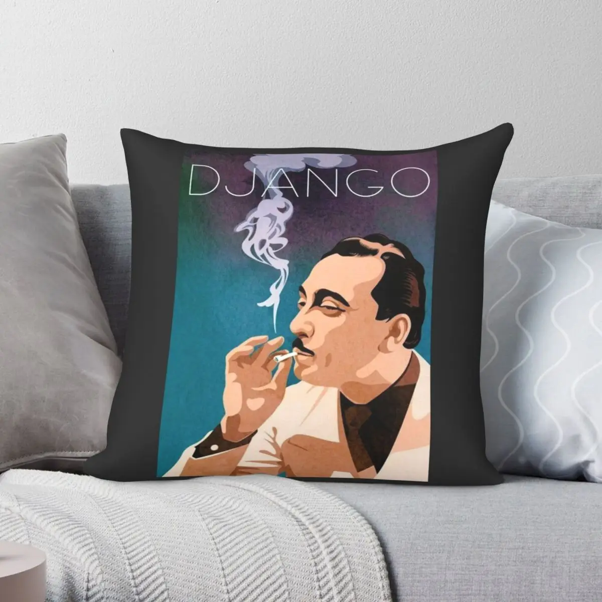 Django Reinhardt Poster Square Pillowcase Polyester Linen Velvet Pattern Zip Decor Throw Pillow Case Home Cushion Case