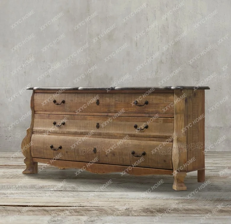 

weathered old style solid wood chest, rural retro dining edge