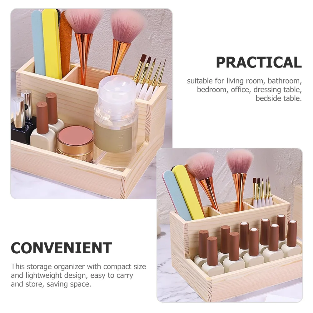 

Desktop Makeup Organizer Wooden Storage Box for Cosmetics Brushes Lipstick Jewelry Trinket Stationery Compact Lightweight