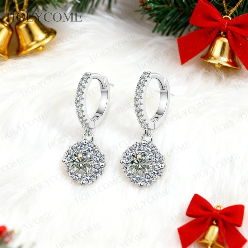 Round Stud Earrings Customized Moissanite Gemstone 5mm Colorful Sparkling Special Luxury Jewelry Gifts For Women Christmas Party