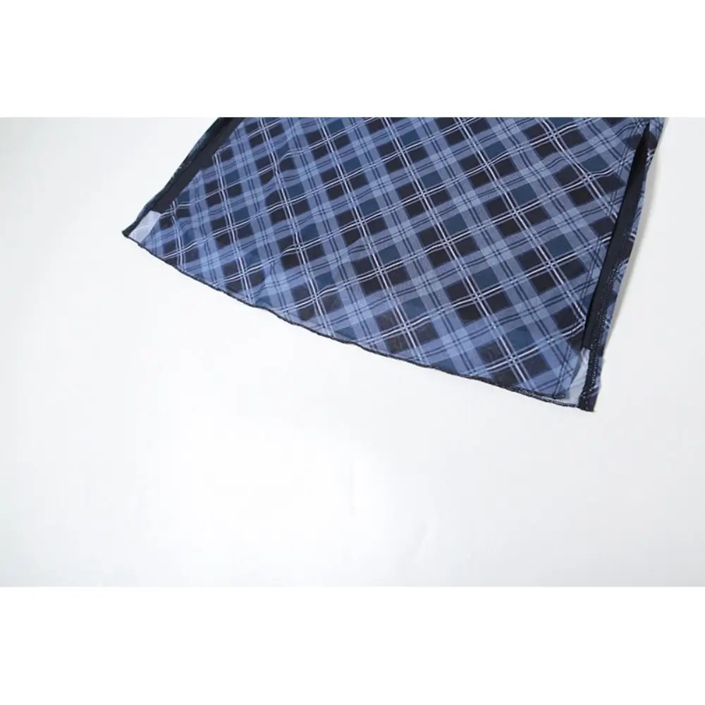 Retro Y 2K Kokerrok Geruite Print Slim Fit Maxi Rok Chic Split Rechte Rok