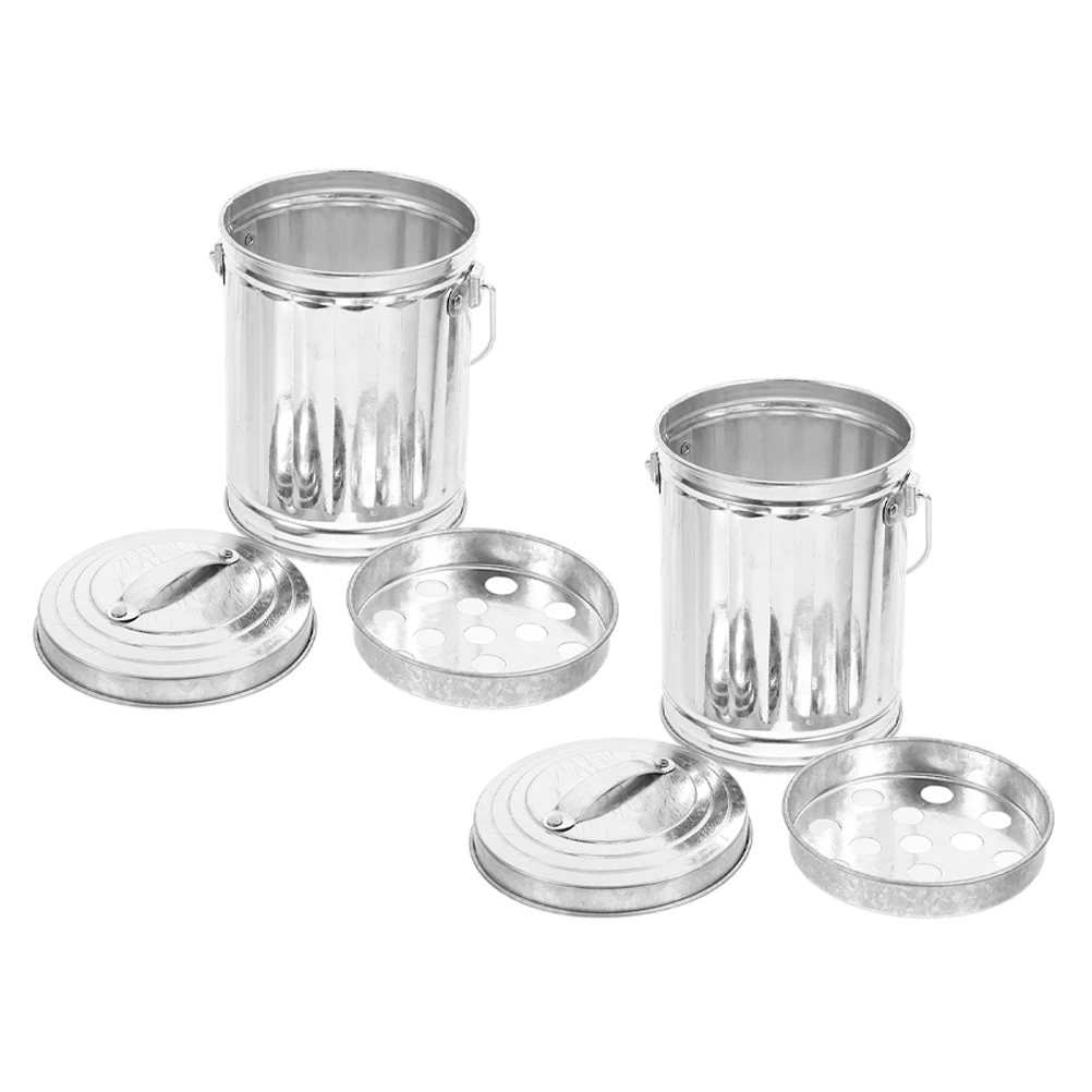 

2Pcs Tiny Trash Can with Lid Reusable Metal Mini Waste Bin for Desk Dorm Room Living Space Countertop Garbage Container Pen