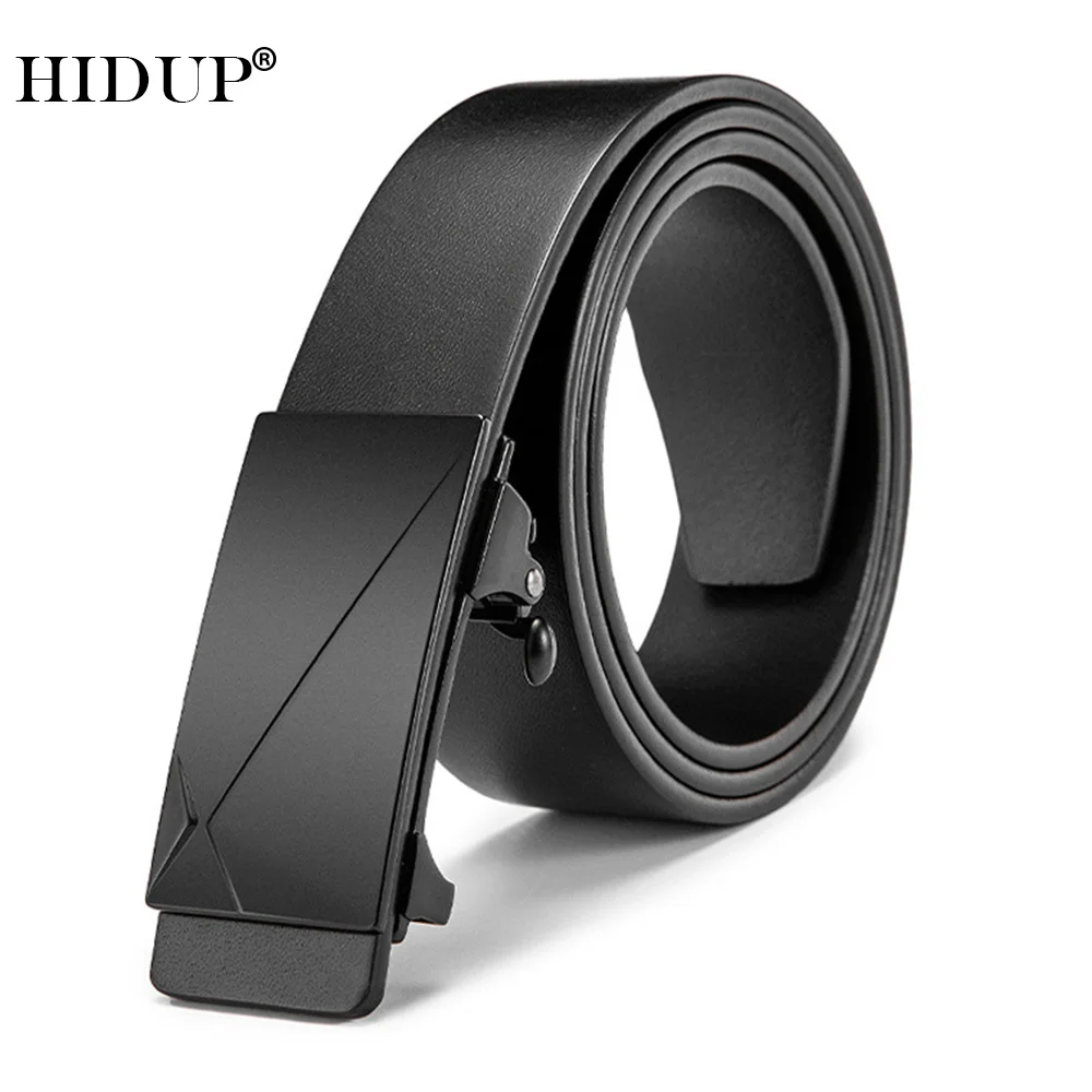 

HIDUP Top Quality Cow Cowhide Leather No Ratchet Belts Fashion Design Automatic Belt for Men