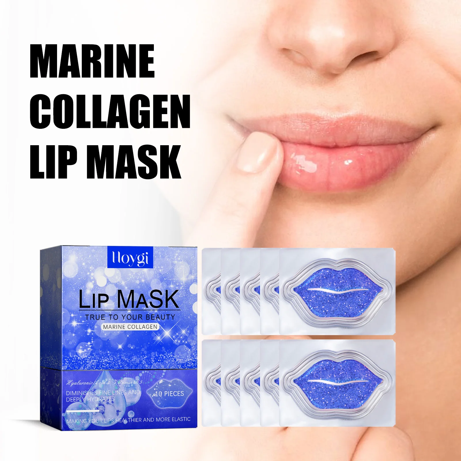 Hoygi البحرية الكولاجين قناع الشفاه الشتاء ترطيب وترطيب مكافحة التجميد تكسير تتلاشى خطوط الشفاه سهلة الامتصاص الشفاه