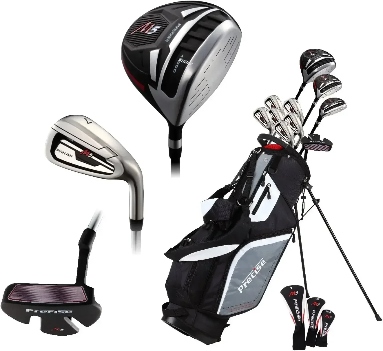 

Left Handed M5 Golf Club Set for Tall Men, Black/Red