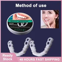 Silicone Whitening Teeth Cover Smile Veneers Teeth Beauty Tool Cosmetic Braces Simulation Denture Upper Lower Teeth Set
