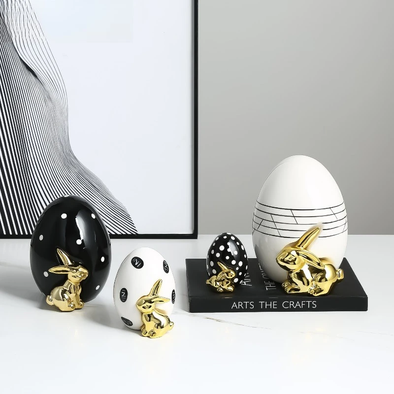 Modern light luxury creative planet rabbit ceramic small ornament fashion, desktop decoration