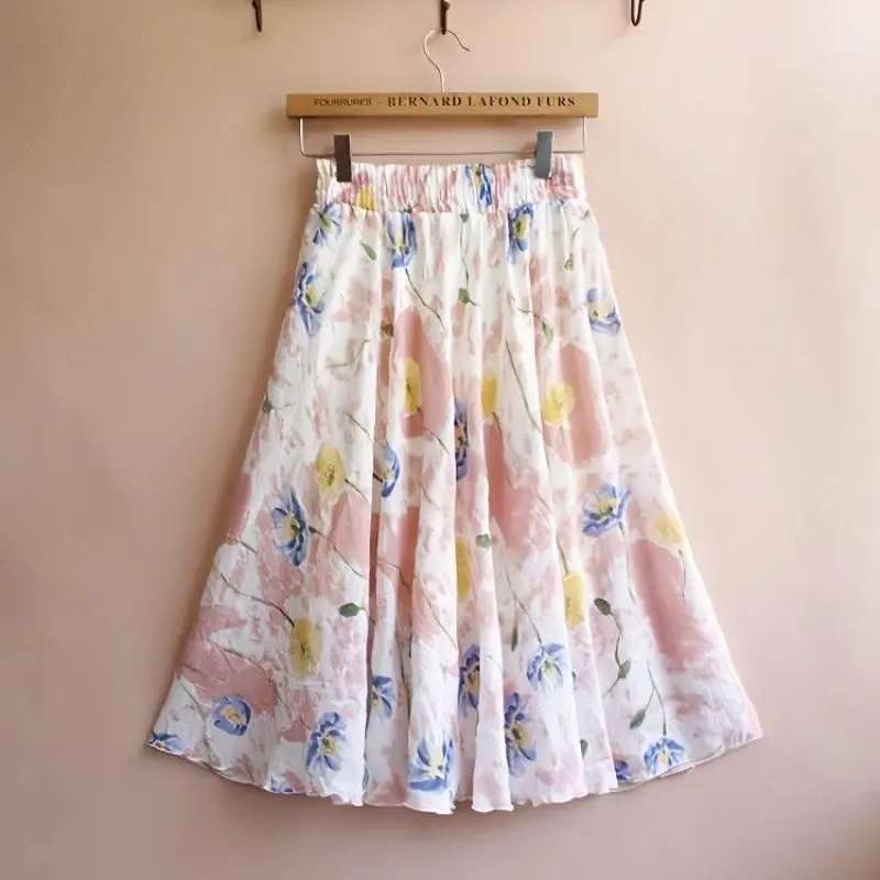 2023 New Y2k Clothes Women Ethnic Style Cotton Hemp Mini Half Skirt Summer Vintage Graphic Print Fashion Elegant Dresses