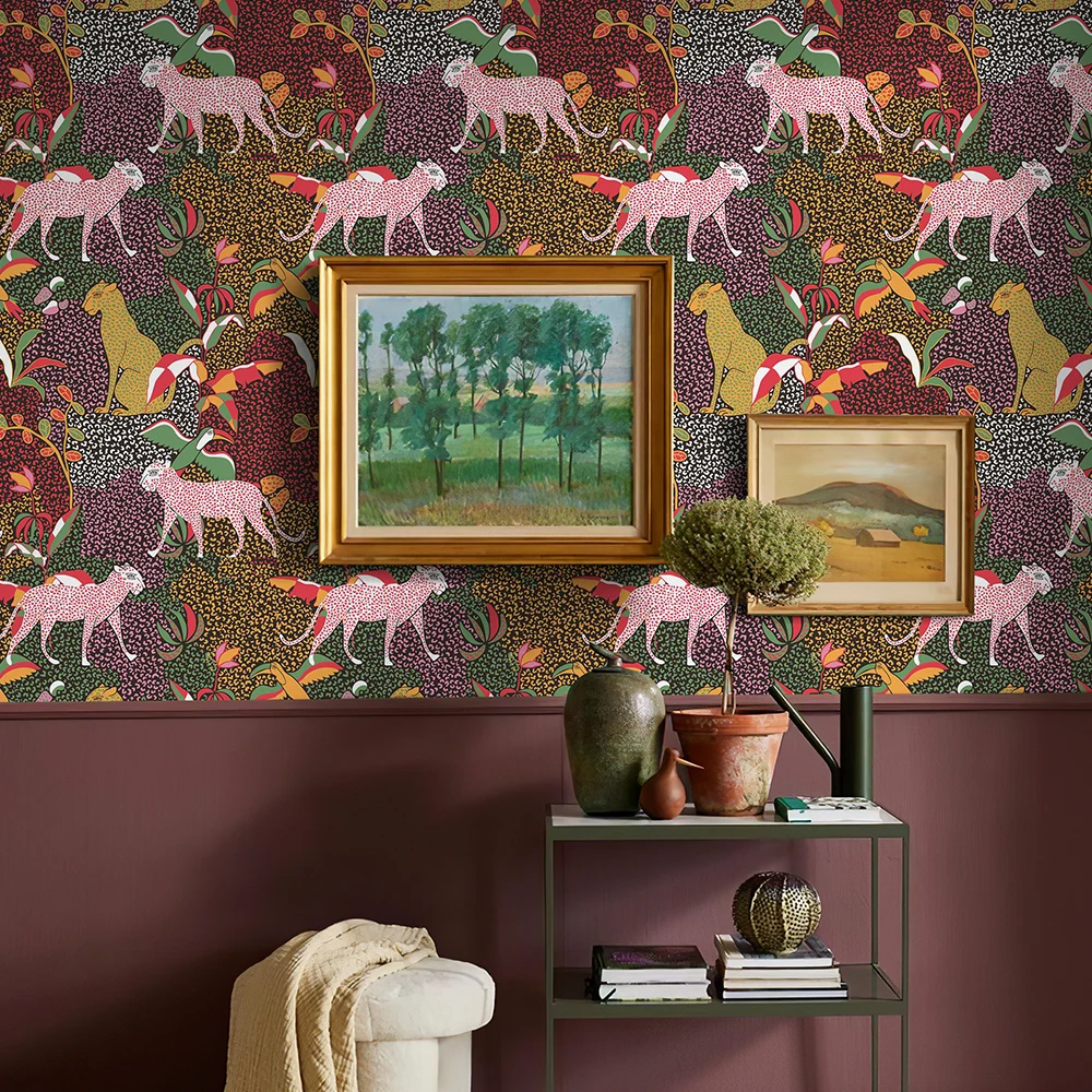 Watercolor Leopard And Tiger Wallpaper Retro Colorful Peel And Stick PVC Home Decor Vintage Furniture Vinyl Cabinet Sticker