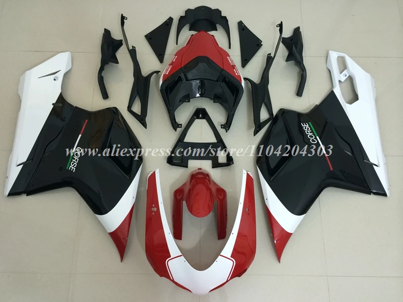 4Gifts New ABS Motorcycle Whole Bike Fairings Kit Fit For Ducati 848 evo 1098 1198 Bodywork Set Custom Red Black White