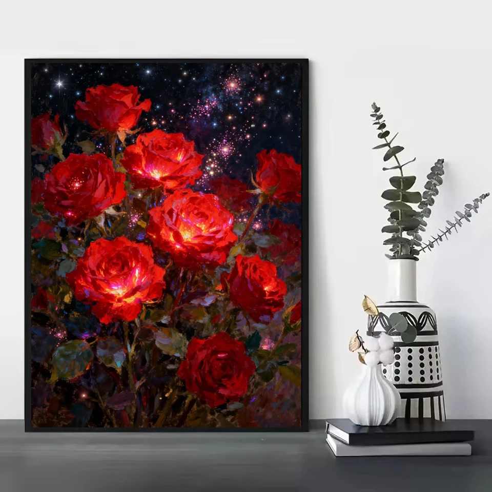 Pintura de Diamantes sin Marco, 2026, Bordado de Flores de Rosa, Mosaico Cuadrado Completo, Nuevo, Decoración del Hogar, Punto de Cruz