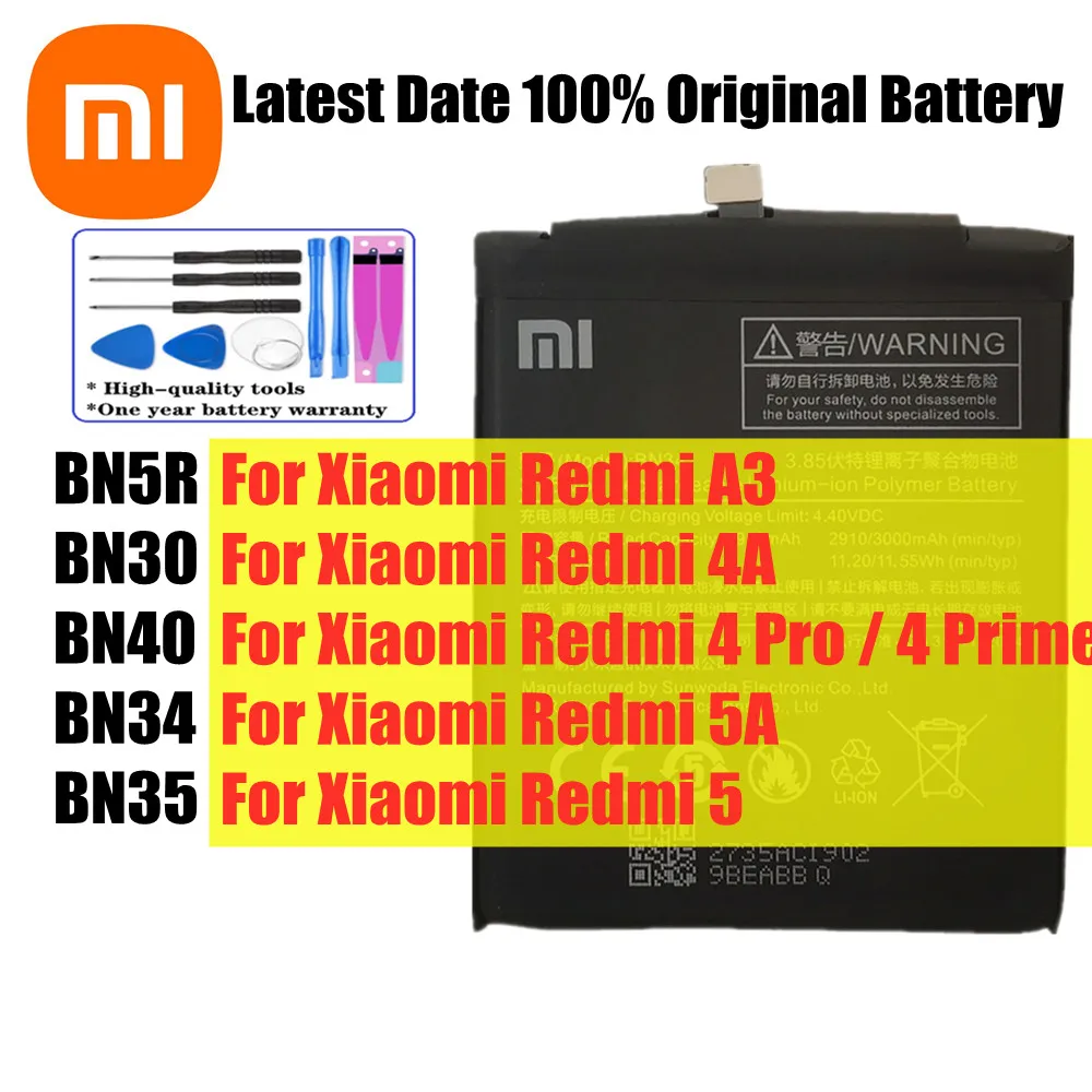 

BN30 BN34 BN35 BN40 BN5R Оригинальный аккумулятор для Xiaomi Redmi 5 4 Pro A3 4Pro/4 Prime/Redmi 4A 5A Redmi5 Redmi4 Телефонный аккумулятор