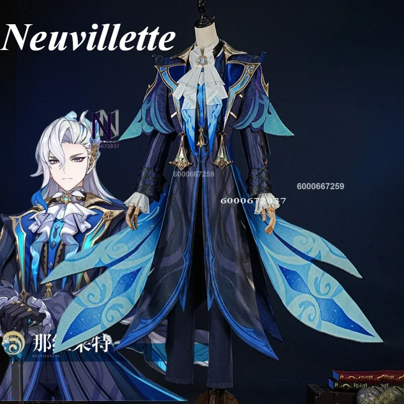 

Game Genshin Impact Neuvillette Cosplay Costume for Men Handsome Uniform Full Set Halloween Carnival Party Role Play Outfit