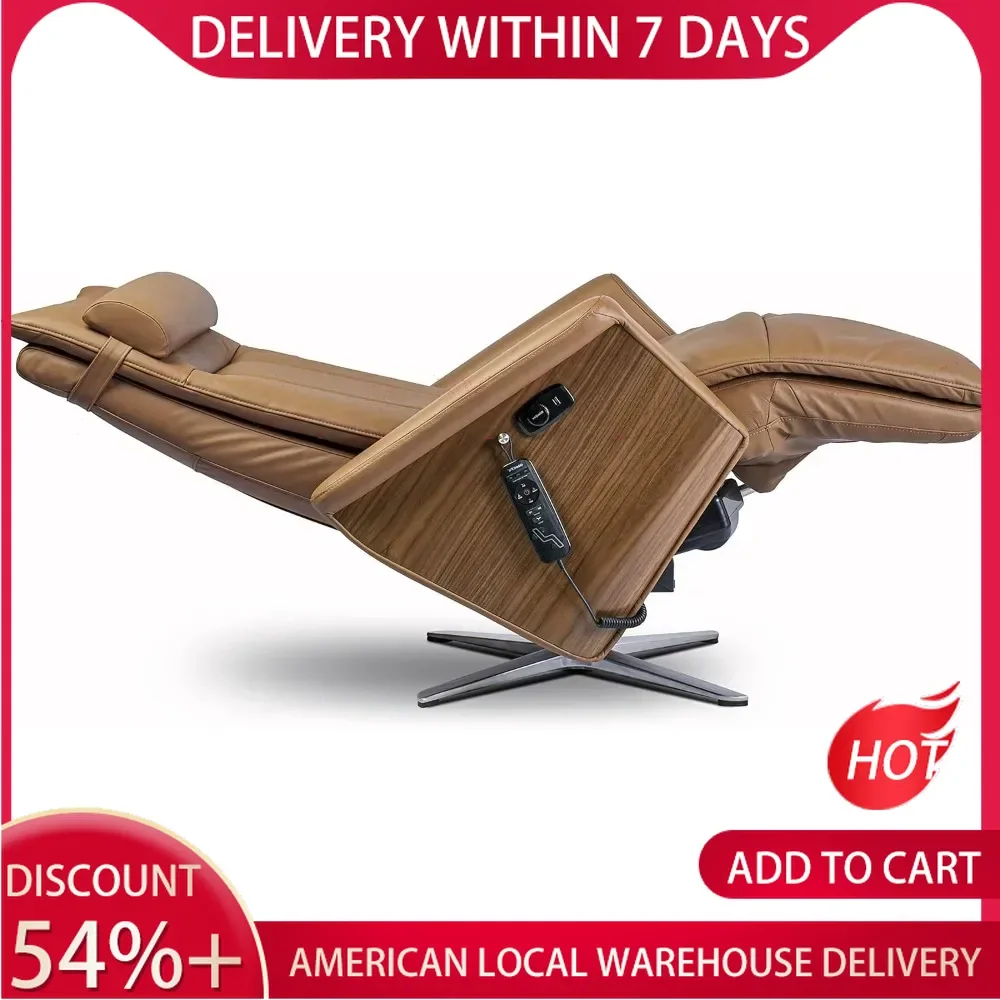 SV500 Swivel Dual Power Infinite Position Zero Anti Gravity Recliner Chair with Heat and Air Massage - Toffee Top Grain Leather