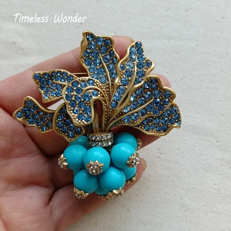 Timeless Wonder Retro Zircon หัวไชเท้าเข็มกลัด Pins สําหรับผู้หญิงเครื่องประดับรันเวย์อินเทรนด์หายาก Vintage ค็อกเทลของขวัญหวาน 5382