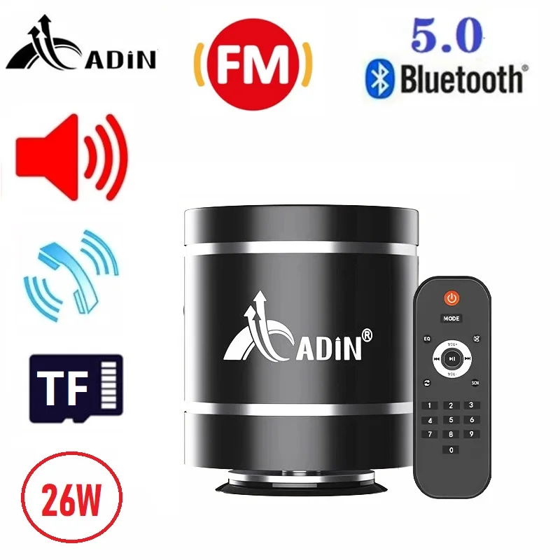 Adin 26w Remote Bluetooth Vibro Speaker Neighbor Speakers With Fm Radio Mini Portable Vibration Wireless Subwoofer Bass Speaker