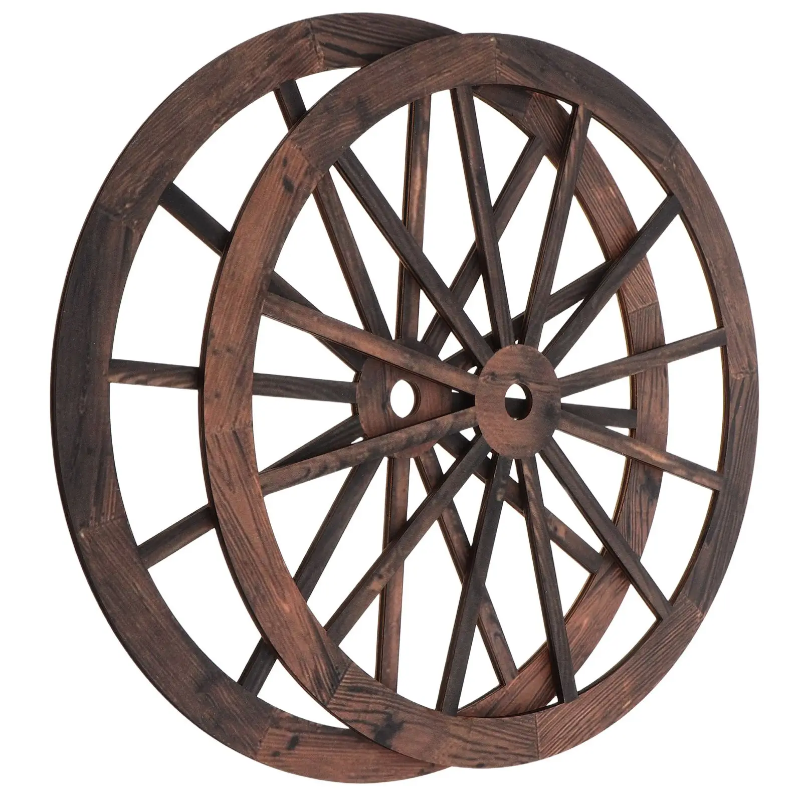 

2 Pcs Retro Wooden Wheel Decor Natural Wood Color Vintage Room Bedroom Unfinished Ornament Wall Gear