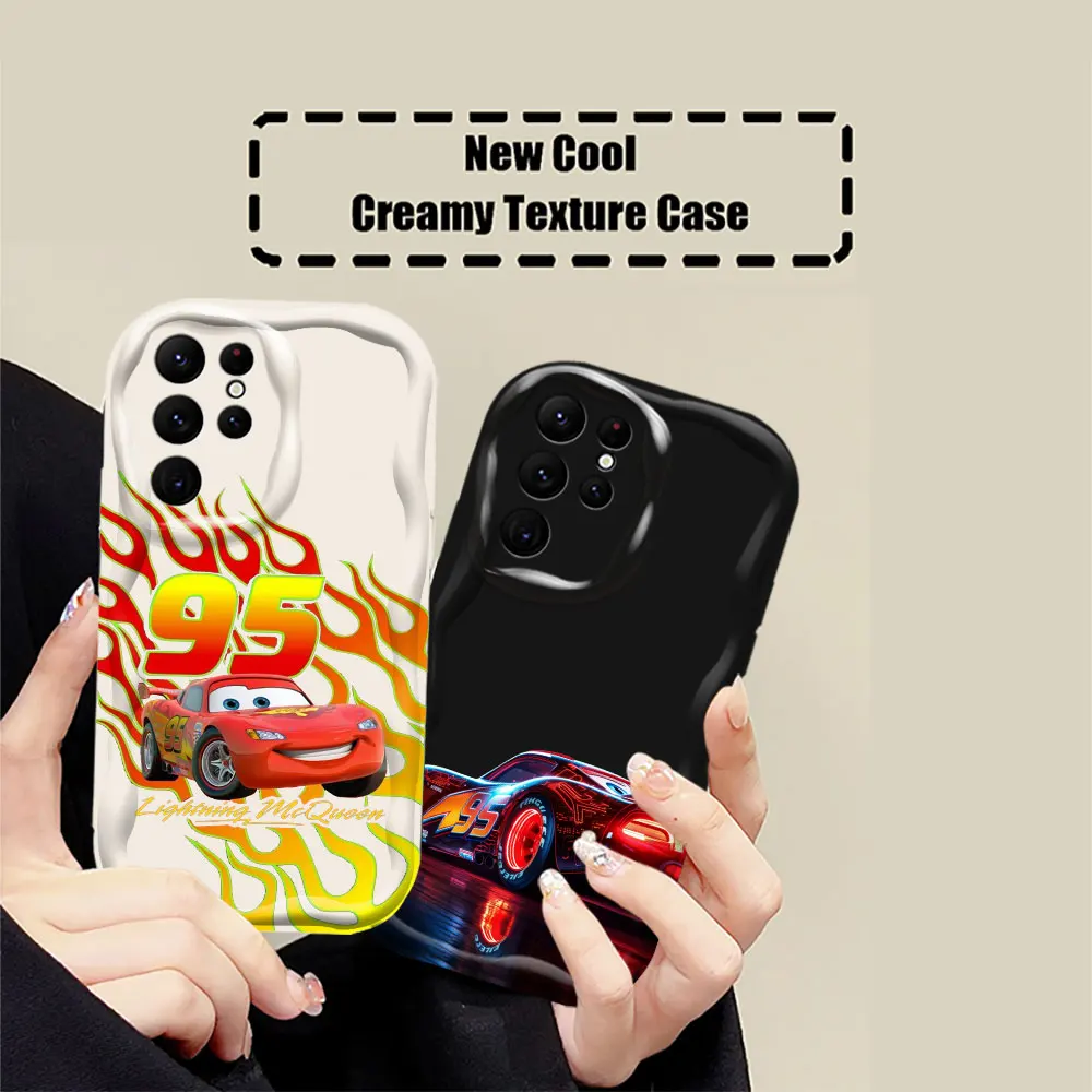 Disney Cars Lightning McQueen Phone Case For Samsung Galaxy S24 S23 S22 S21 S20 Ultra Plus Fe A55 A54 A53 A52 S 5G 3D Wave Cover