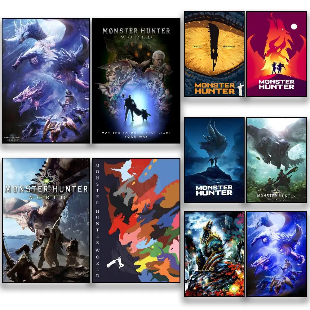 Game M-Monster Hunter Action RPG Poster HD Removable Wall Art Gift Bedroom Lounge Dorm Office Gaming Cafe Bars