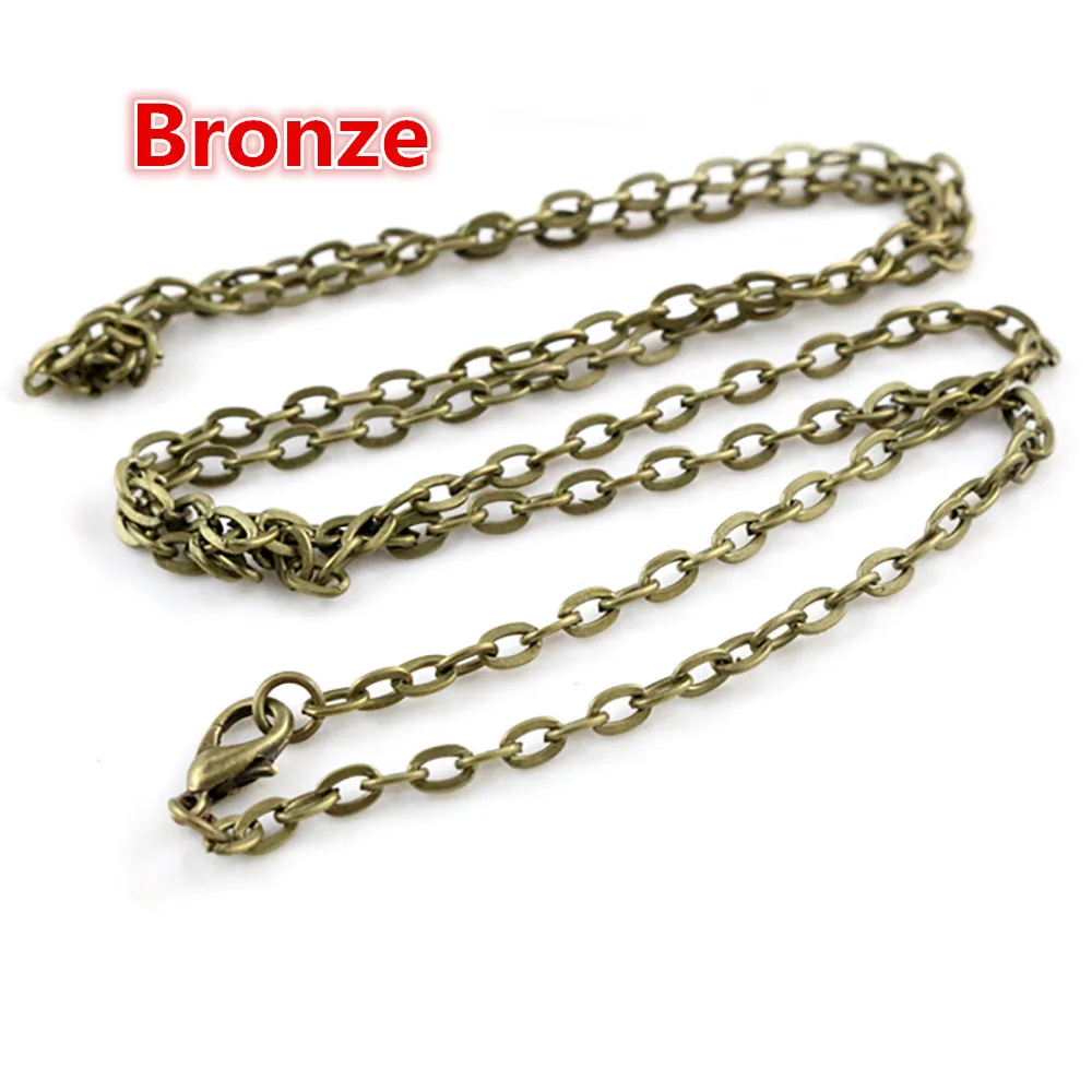 5pcs/lot 4*3mm Diameter 50 cm 70cm Length 8 Colors Plated  Handmade Flattened Chain Necklace Connector For Charms Base and Tray
