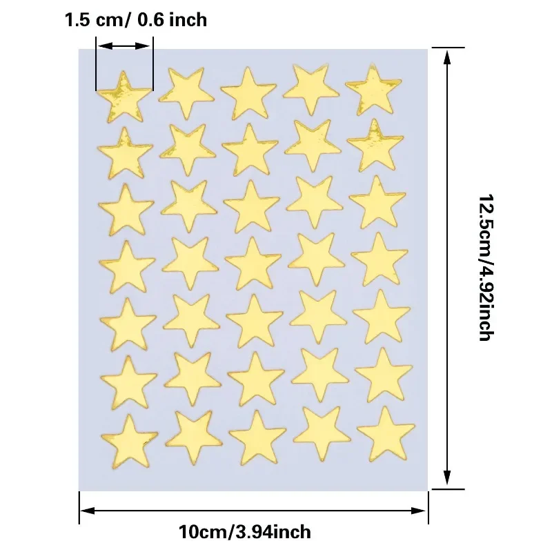 350pcs Mini Gold Silver Colorful Five-pointed Star Sticker Scrapbook Decor Materials Kindergarten Baby Rewards Thank You Sticker