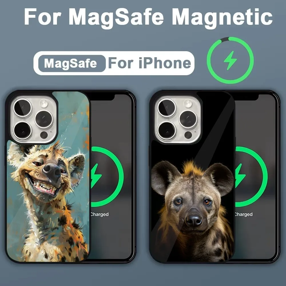 Animal Wildlife Hyena Phone Case For iPhone 16,15,14,13,12,11,Plus,Pro,Max,Mini Magsafe Magnetic Wireless Charging