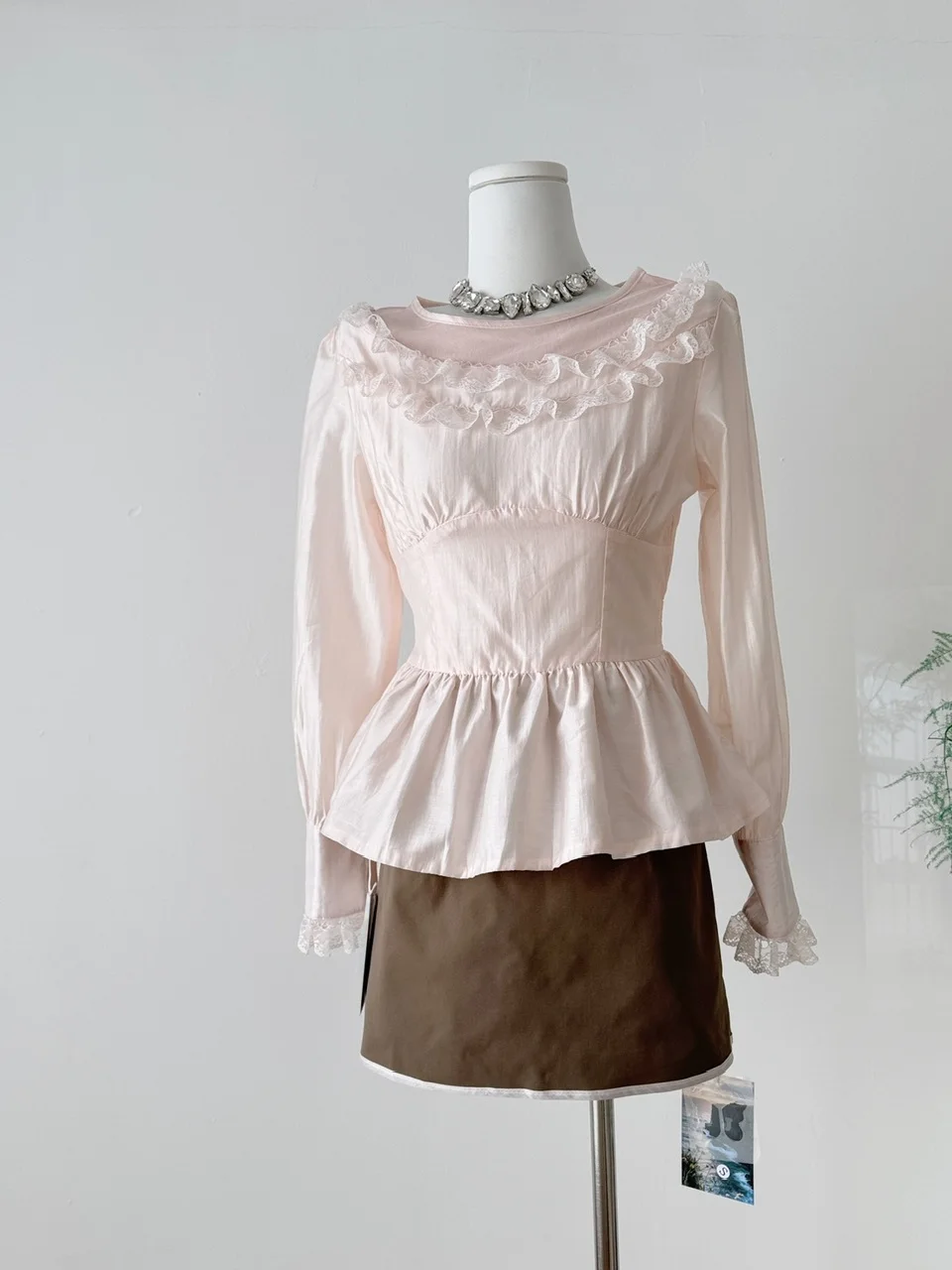 Ele Long Sve Spitze Patchwork Hohe Taille Damen IRT Und Rock Set Schlankheitseffekt Herbst Faion Sanfter Wind