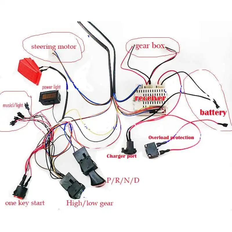 Wellye bambino auto elettrica accessori fai da te fili ricevitore telecomando auto giocattolo set completo di parti per bambini giro su 12V 2.4G