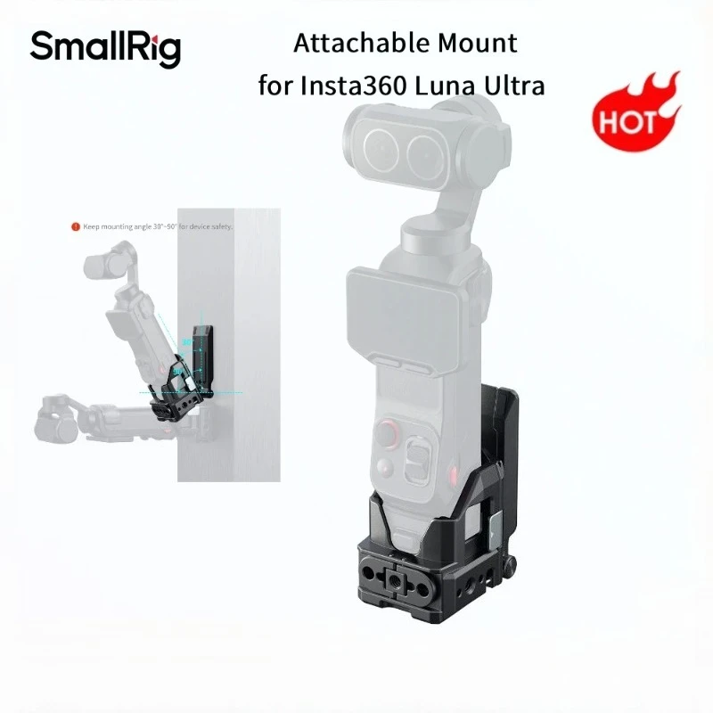 SmallRig 6824 Attachable Mount for Insta360 Luna Ultra built-in Magnetic Interface Cold Shoe Mount Arca-Swiss Plate