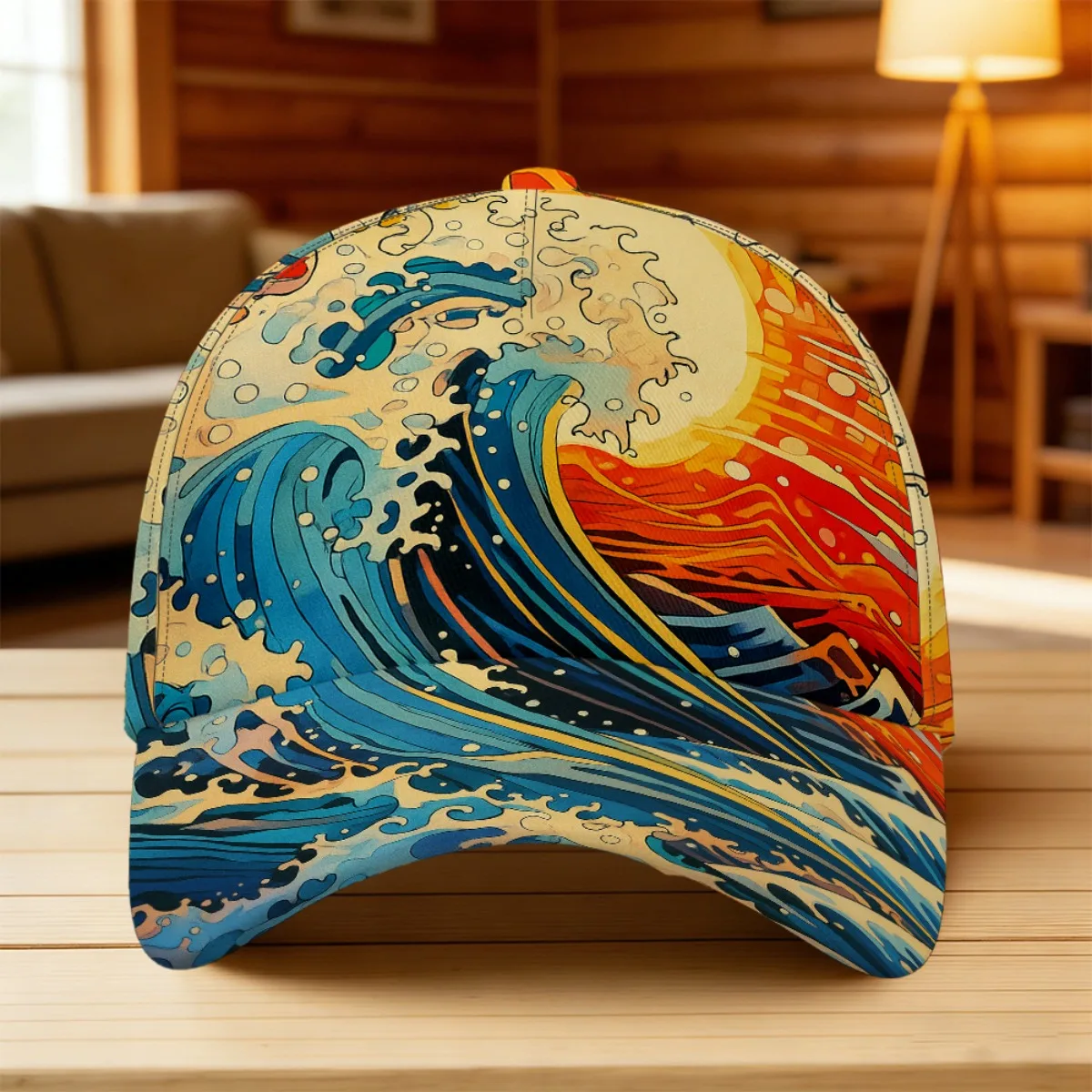 1pc Great Wave Off Print Cap Adjustable Snapback Hat Suitable for Men Women Lightweight Breathable Retro Unisex