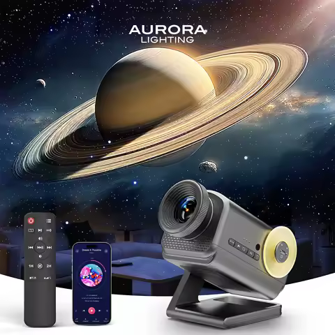 Projetor Galáxia 3D, Caixa de Som Bluetooth 4 em 1 e Temporizador, 60 Cenas, Luz Noturna para Decoração de Quarto e Festas, Presentes para Crianças e Adultos - AURORA