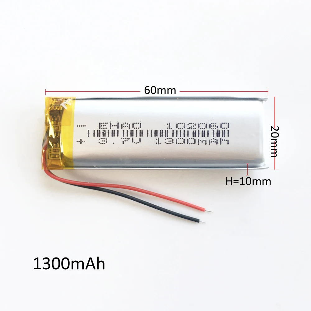 3.7V 1300mAh litowo-polimerowa Lipo akumulator 102060 do Bluetooth GPS przewodowy mikrofon inteligentny zegarek rejestrator