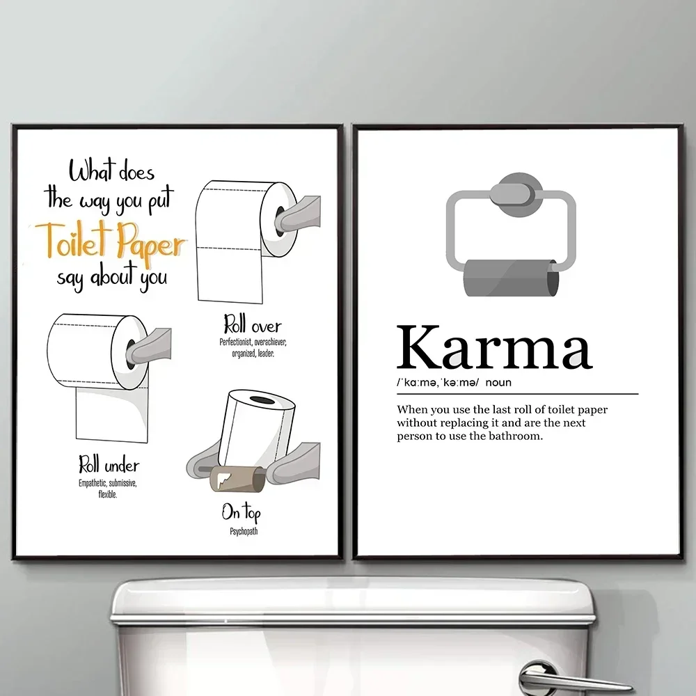 الشمال الملصقات والمطبوعات جدار صور مضحك ورق التواليت كارما تعريف الرسم على لوحات القماش الجدارية للحمام الحمام ديكور