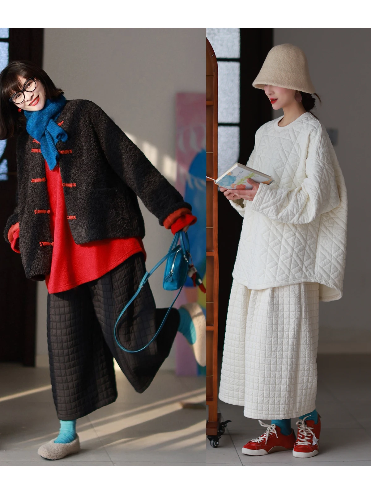 

Женские широкие прямые брюки-трубы на весну 2026 года, повседневные, в клетку, с эластичным поясом, из хлопка, универсальные, утягивающие