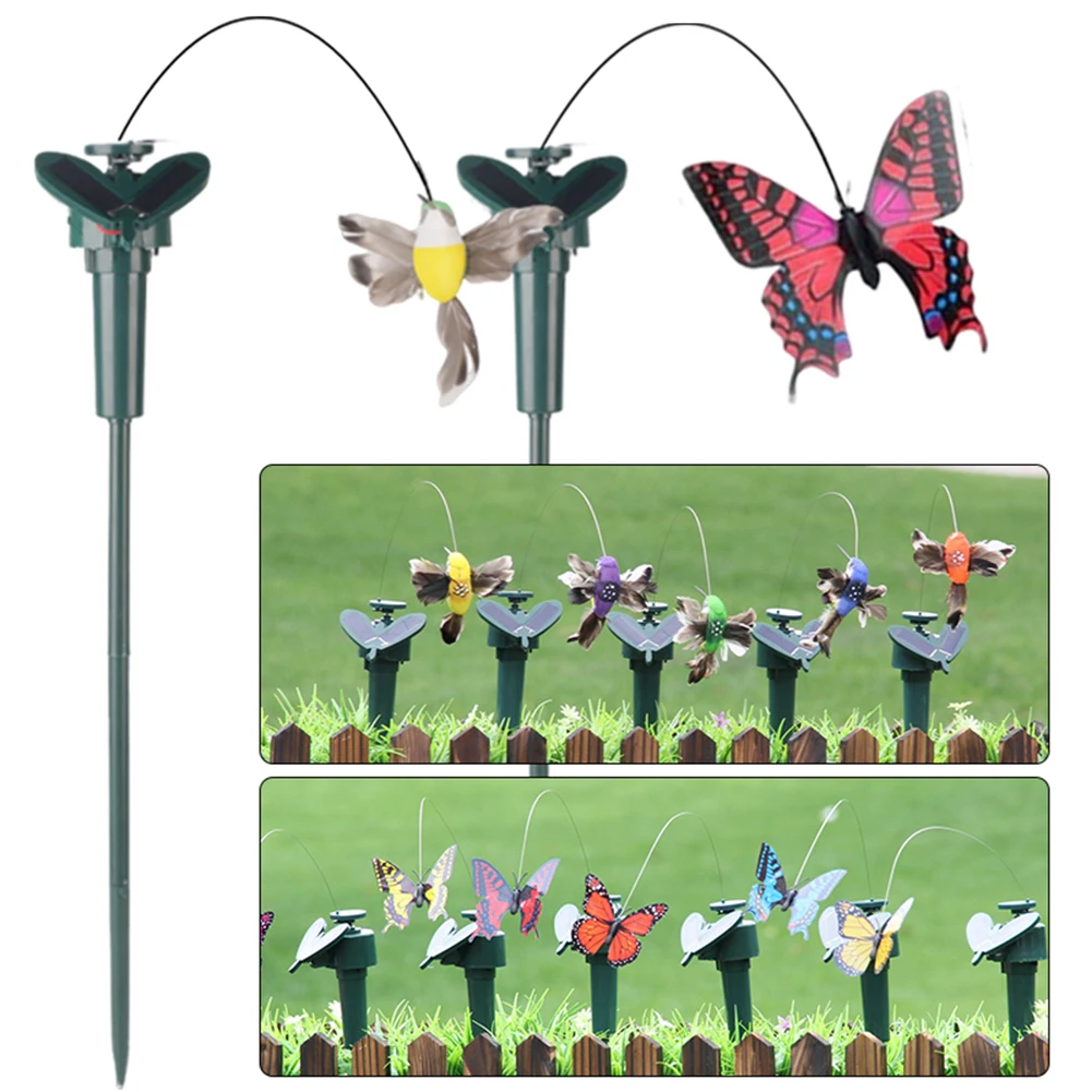 

1/2PCS Solar Garden Butterfly Flying Wobble Butterfly Ornament Butterfly Bird Garden Stake for Patio Landscape Outside Ornament