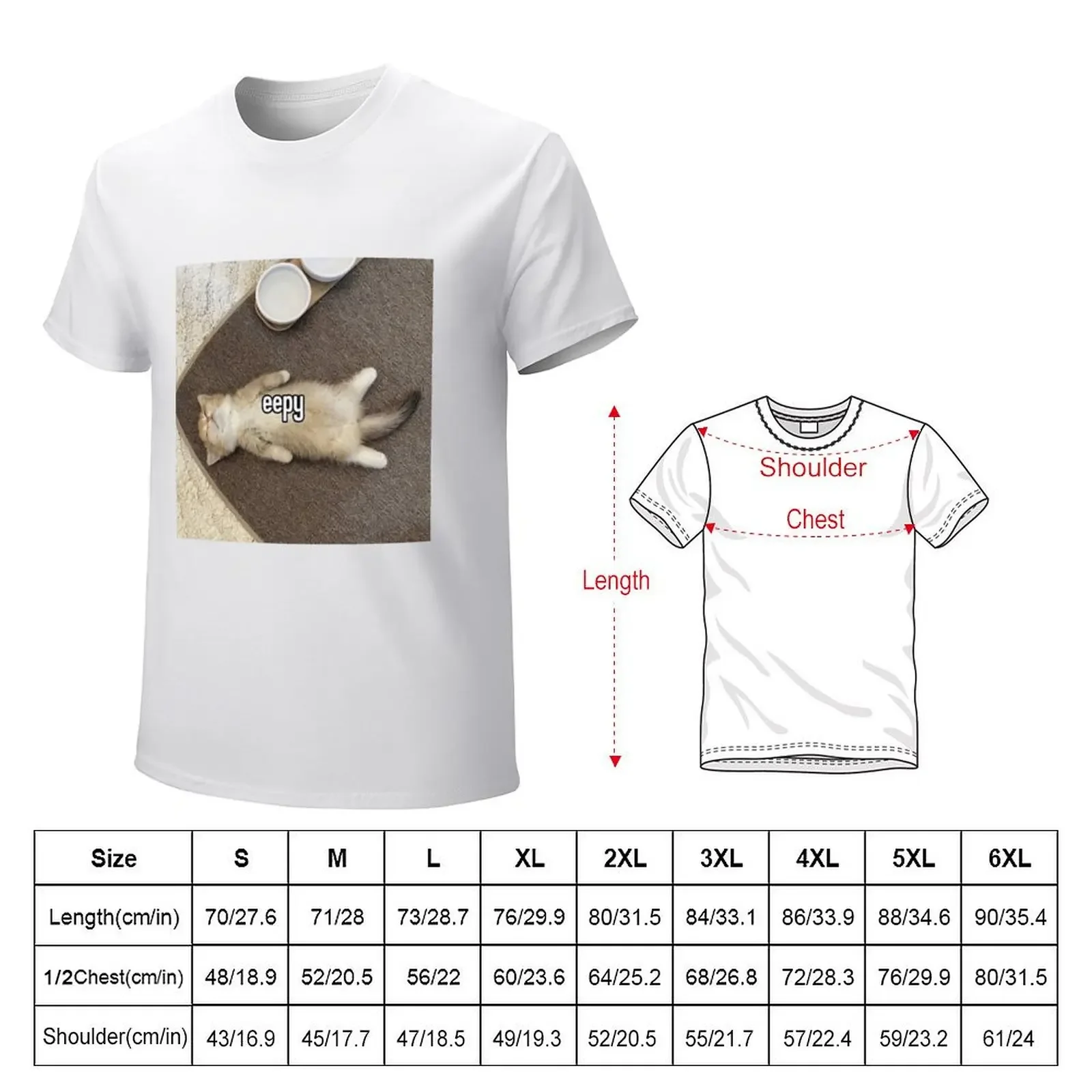 T-shirt Eepy Kitten Meme masculino, roupas hippie, fãs de esportes, camisetas pretas lisas