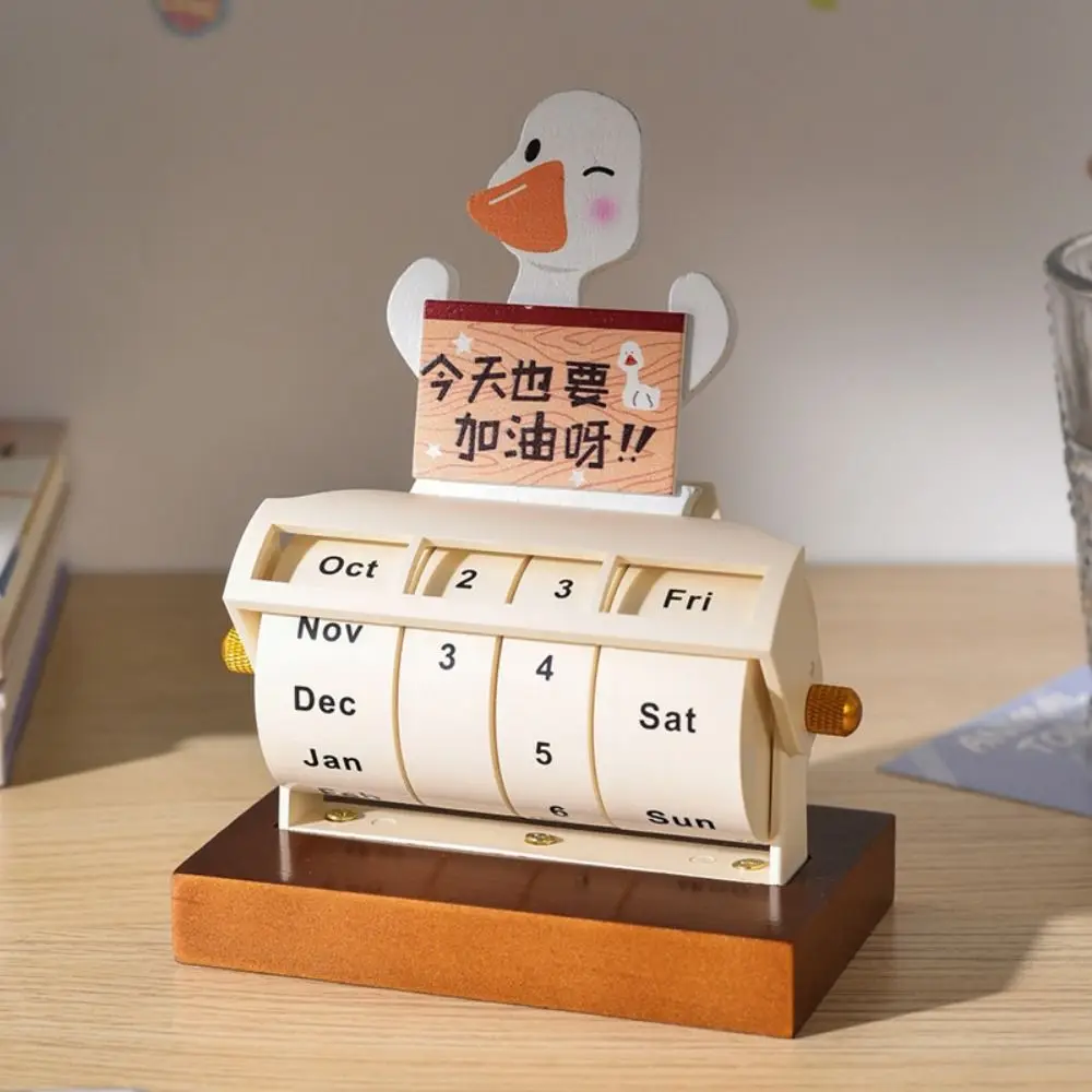 Miniature Art Ornament Perpetual Date Calendar Desktop Ornaments Schedule Reminder Rotating Desk Calendar Agenda Planner Wooden