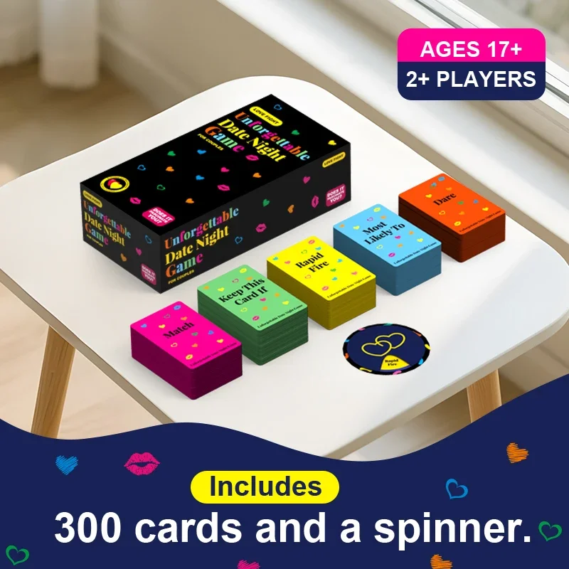 

Идеи ночных карточных игр для пар с максимальной датой. Настольная игра для интимной близости двух игроков. Игра для глубоких отношений. В комплект входит 300 карточек и спиннер.