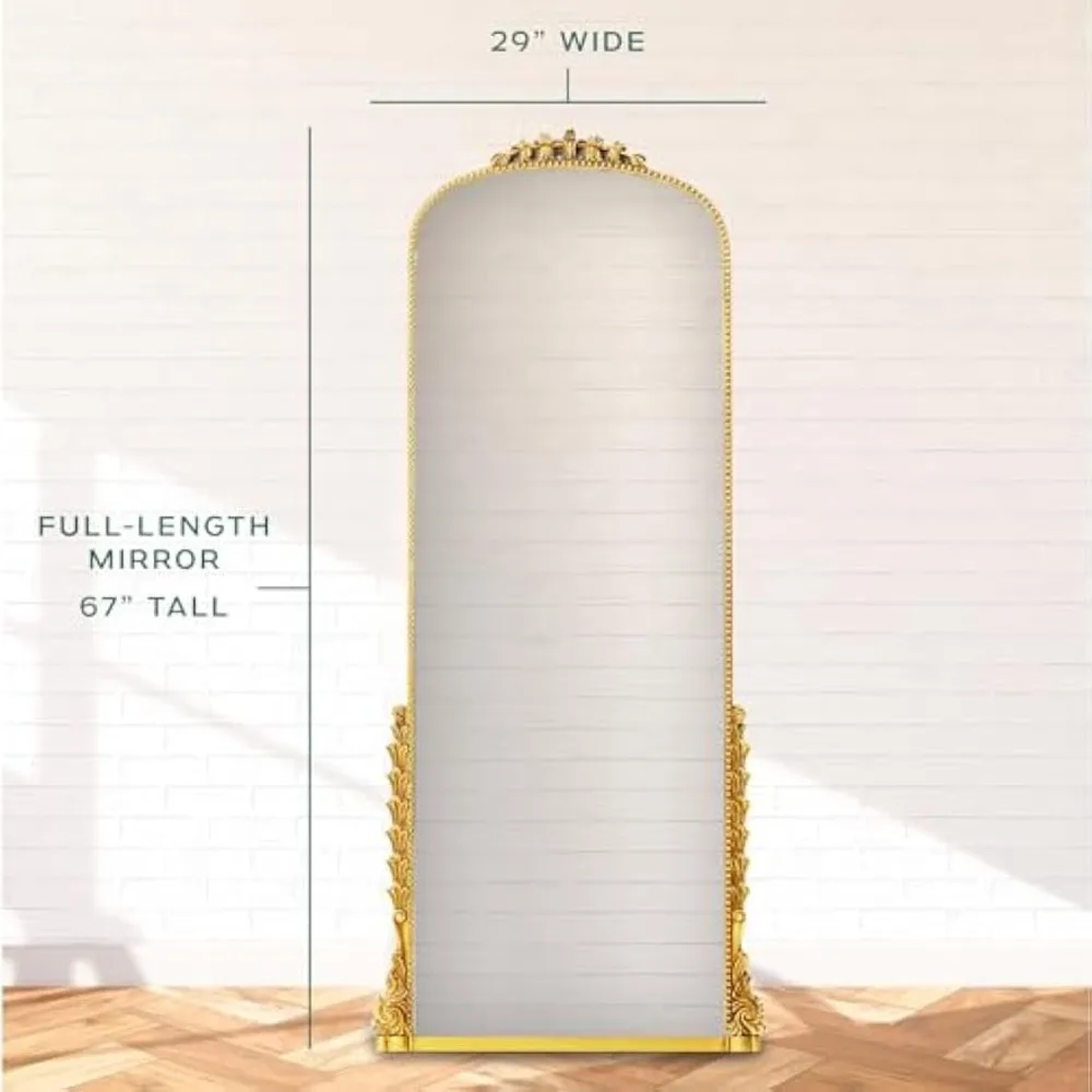 Full Length Gold Large Floor Mirror with Polyurethane Frame | Vintage Gold Baroque Style Full Body Mirror