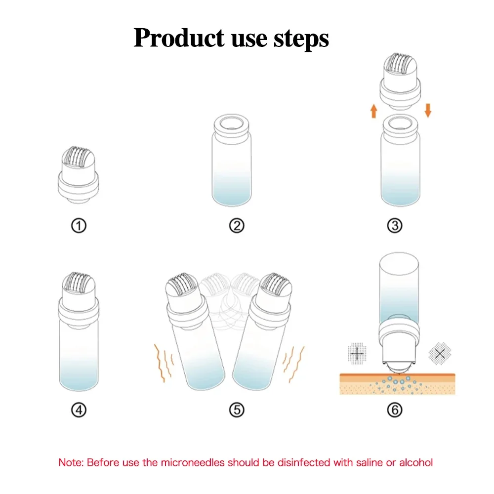 1 قطعة 64 إبرة مجهرية مع 10 مللي زجاجة الجمال إصلاح الجلد أداة ميكرونيدلينغ #5