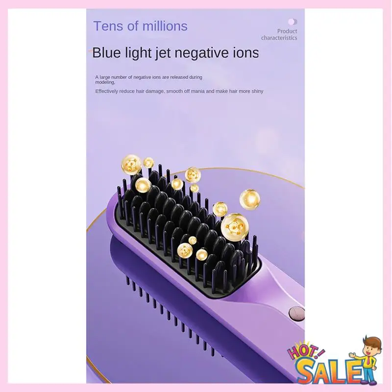 A88X Rechargeable Hot Comb Cordless Hair Brush Straightener Heat Pressing Combs Electric Comb Anti Burn Fast Heating