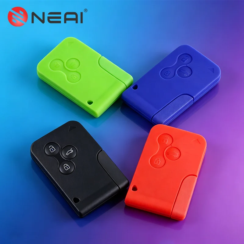 

NEAI Remote Car Key Shell Case For Renault Clio Logan Megane 2 3 Koleos Scenic 3 Button Smart Card Cover Fob Uncut Blade No Logo