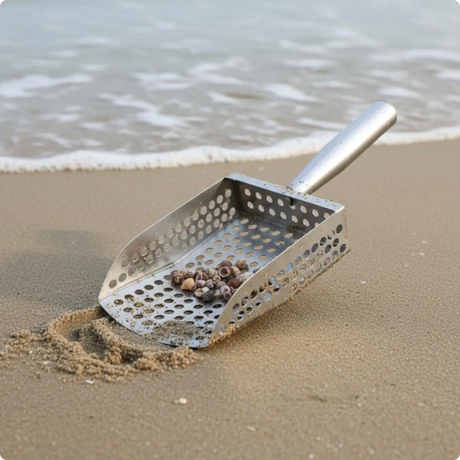 Metal Mesh Sand Sieve Shovel Beach Tools Sand Digger for Shoreline Sifting Shells and Efficient Collecting