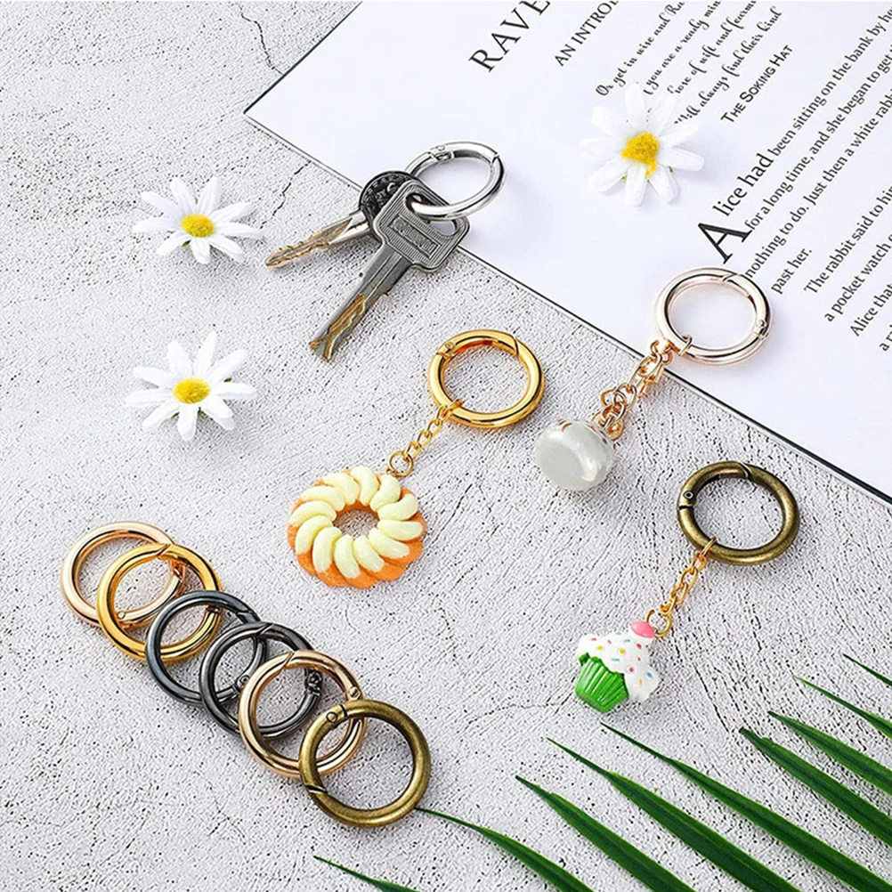 

18pcs Round Spring Ring Snap Hooks Metal O-Ring Clasps Diy Keyring Supplies For Bag Making Straps Purse Accessories Zinc