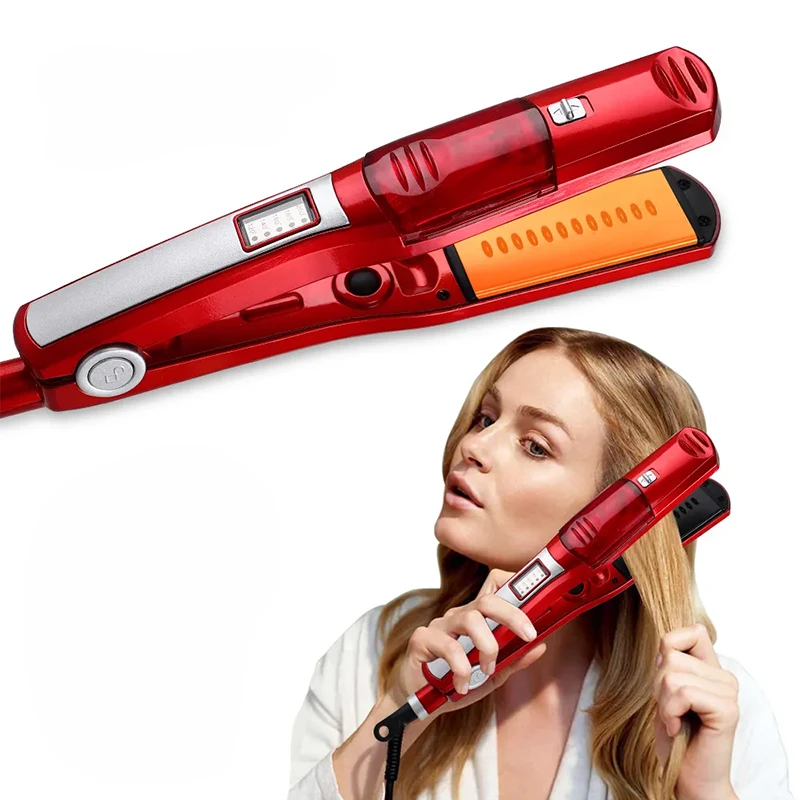 مكواة فرد الشعر بالبخار المحمولة مع مشط، مكواة فرد الشعر ذات الملمس الناعم، مكواة فرد الشعر بالبخار المائي نانو #2