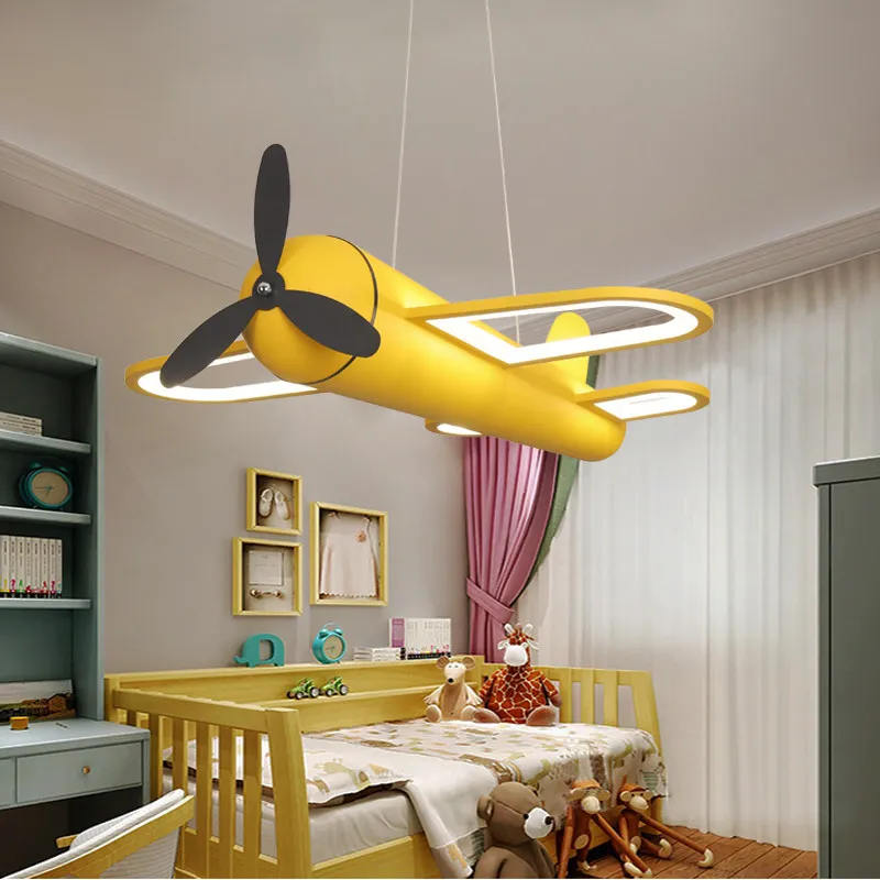 Children Cartoon Pendant Light Airplane Metal Hanging Lamps Home Decoration LED Chandelier for Living Dining Room Bedside School