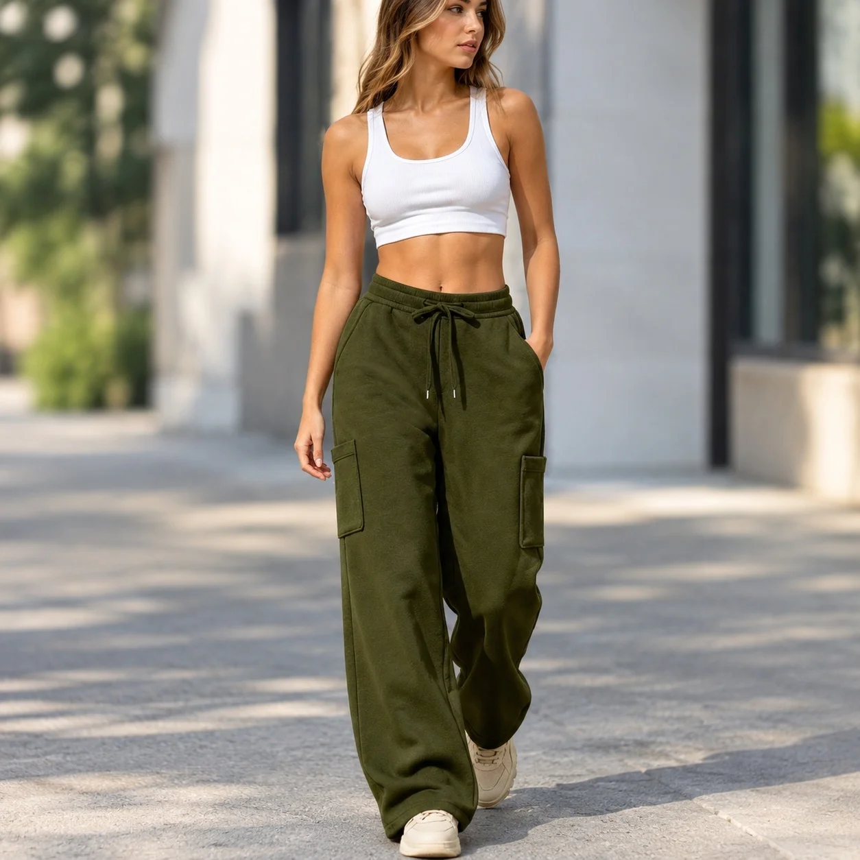 Straight Leg Relaxed Fit Pants Individual Streetwear with Patchwork Construction Mid Rise Waist Workwear Autumn Women Pants