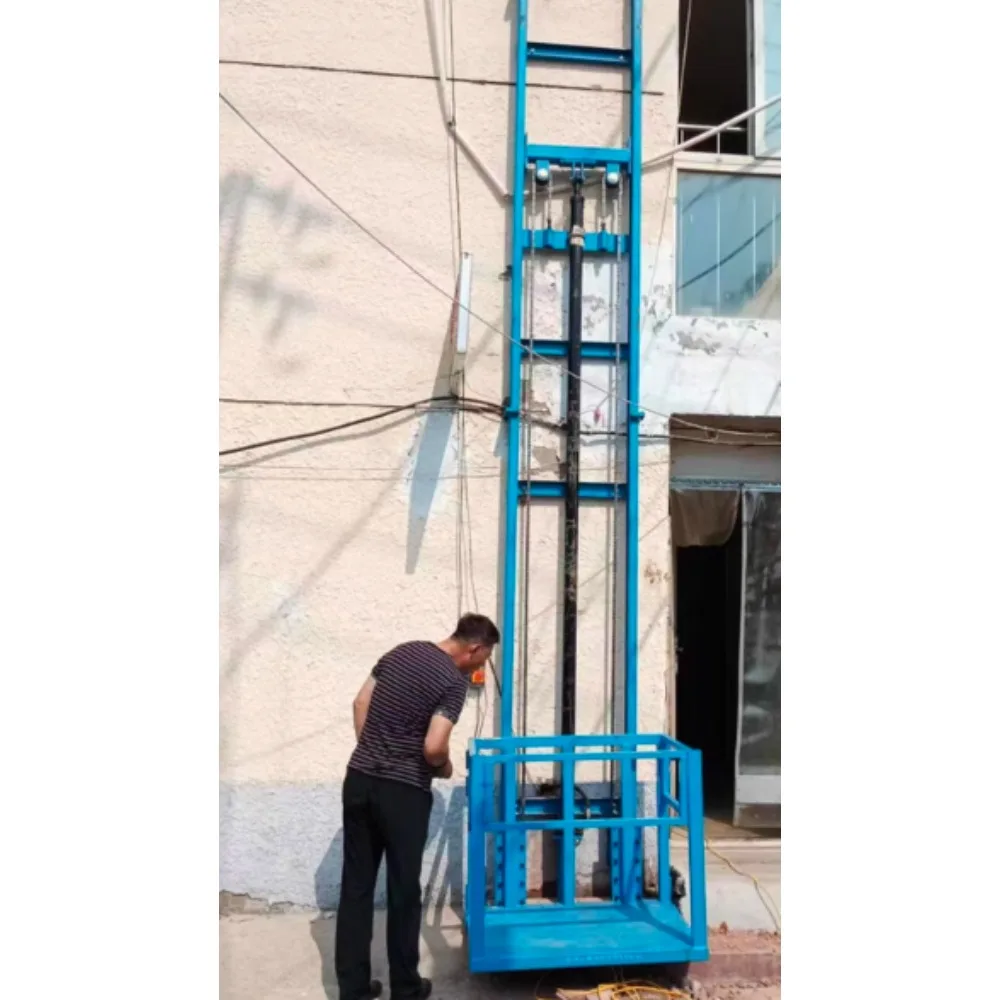 Electric hydraulic lift cargo elevator small warehouse factory cargo hoist rail type home anti-fall simple elevator